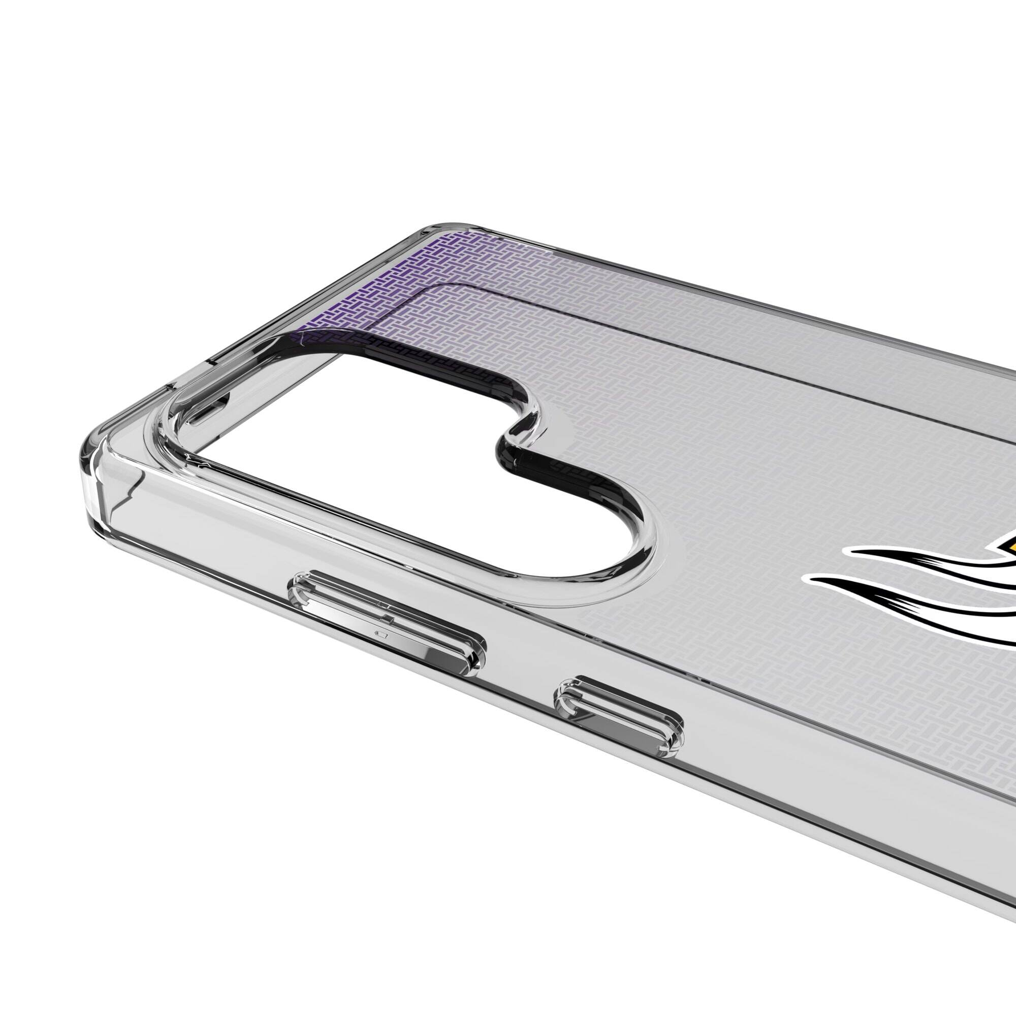 Alt View 2. Keyscaper - Minnesota Vikings Linen Logo Galaxy Clear Case - S24 - Multicolor.