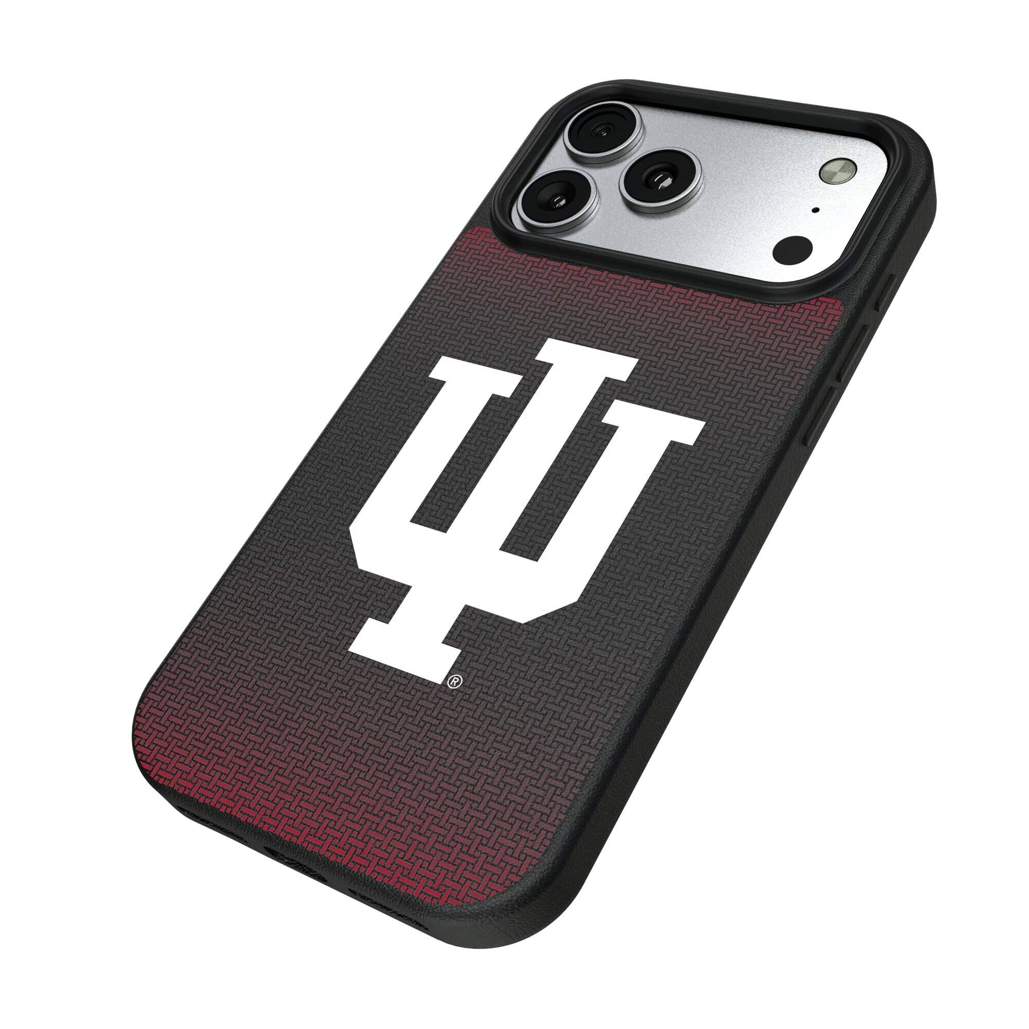 Alt View 1. Keyscaper - Indiana Hoosiers Linen Logo iPhone Magnetic Bump Case - 15 Plus - Black.