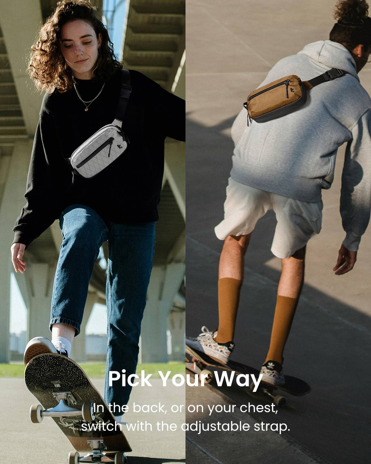 Pick Your Way: In the back or on your chest, switch with the adjustable strap.