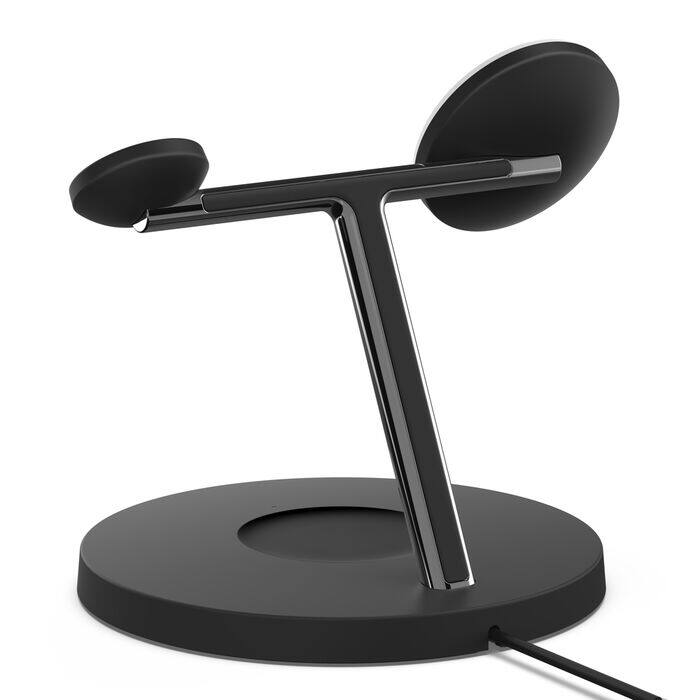 Back. Belkin - BoostCharge Pro 3-in-1 Wireless Charger with MagSafe, 15W - Black.