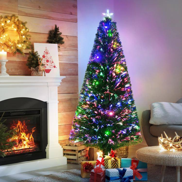 Alt View 1. PULUZ - 6 feet Tall Douglas Fir Pre-Lit Artificial Christmas Tree with Realistic Branches, 24 Multi-Color LED Lights - Green.