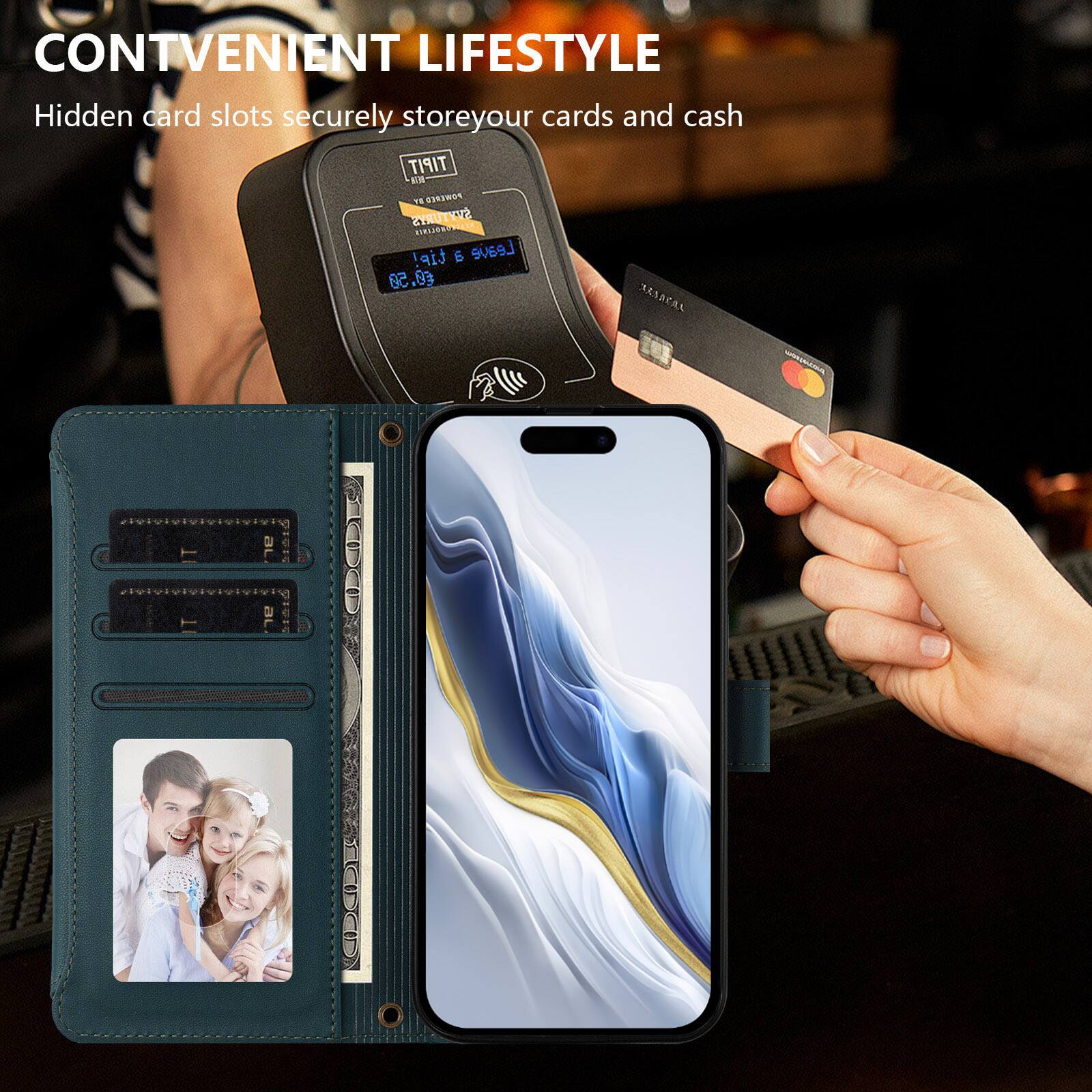 CONVENIENT LIFESTYLE  
Hidden card slots securely store your cards and cash  

TIPIT BEA BY POWERED STYTURYS  
2141108094834  
tip! 6 Leaue 0.50