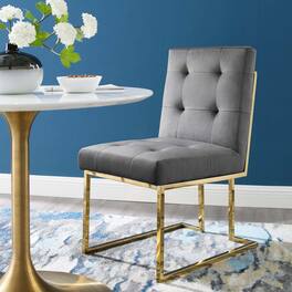 Privy Gold Stainless Steel Performance Velvet Dining Chair by Modway - Gold Charcoal