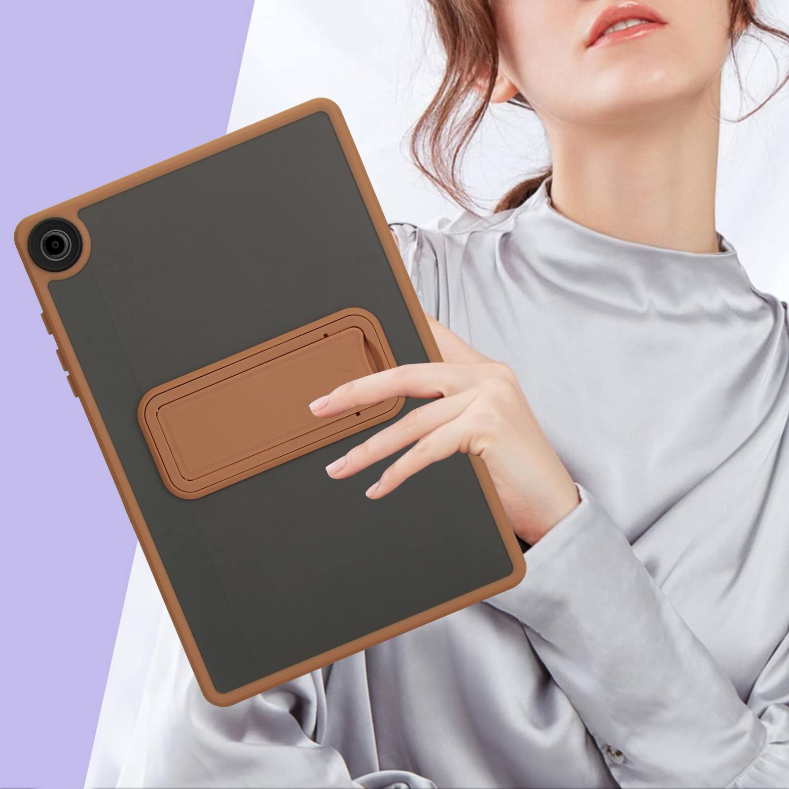 Alt View 3. Dteck - Matte Case for Samsung Galaxy Tab A11+ 2025/Tab A9+ 2023 with Foldable Kickstand,Transparent Back Cover+1x Soft HD Flim - Desert Gold.