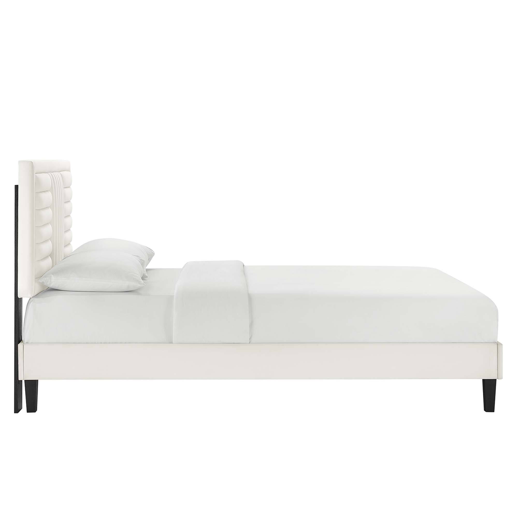 Back. Modway - Gwyneth Tufted Performance Velvet Full Platform Bed - White.