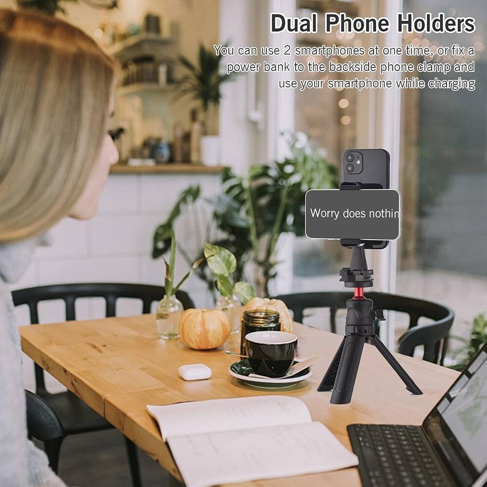 Dual Phone Holders

You can use 2 smartphones at one time, or fix a power bank to the backside phone clamp and use your smartphone while charging.

Worry does nothing.