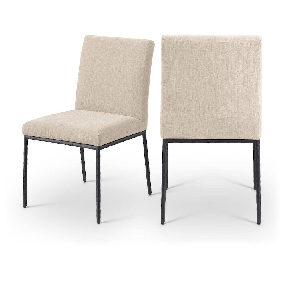 Meridian Furniture - Reeves Beige Chenille Fabric Upholstered Dining Side Chair, Set of 2 - Black price history on PriceWatchPro