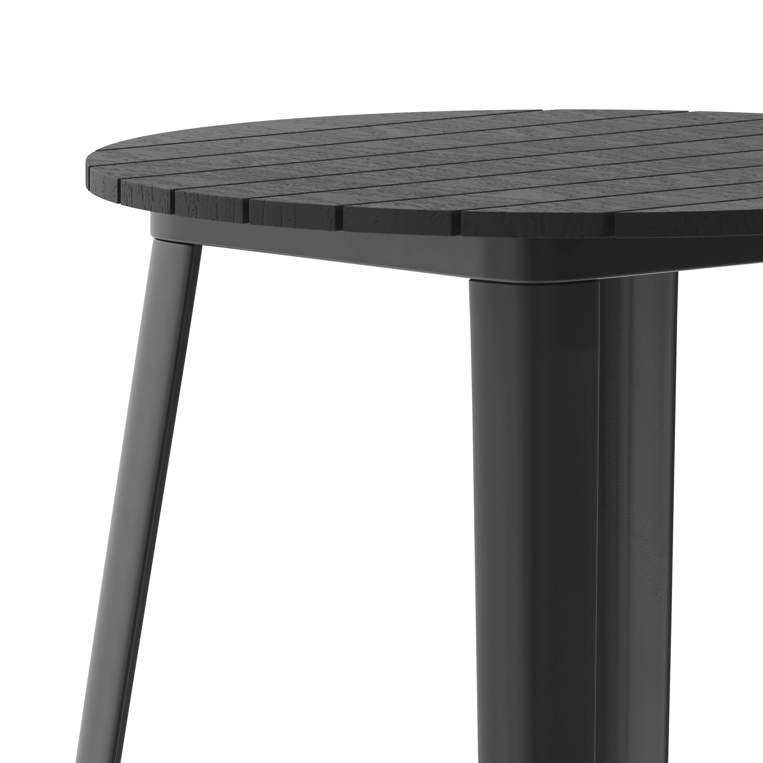 Alt View 9. Emma + Oliver - Drew Indoor/Outdoor Bar Top Table, 30" Round All Weather Poly Resin Top with Steel base - Black Top/Black Frame.