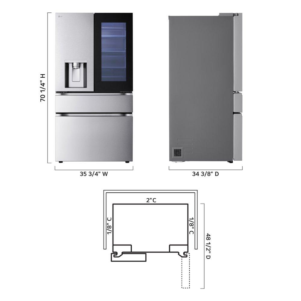 LG Standard Depth MAX 28.6 Cu. Ft. 4 Door French Door in Door Smart