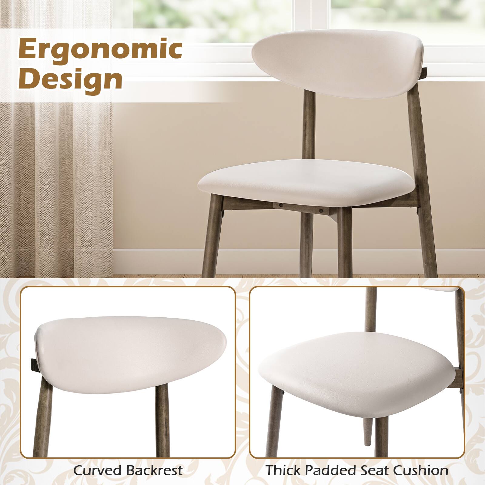 Ergonomic Design

Curved Backrest

Thick Padded Seat Cushion