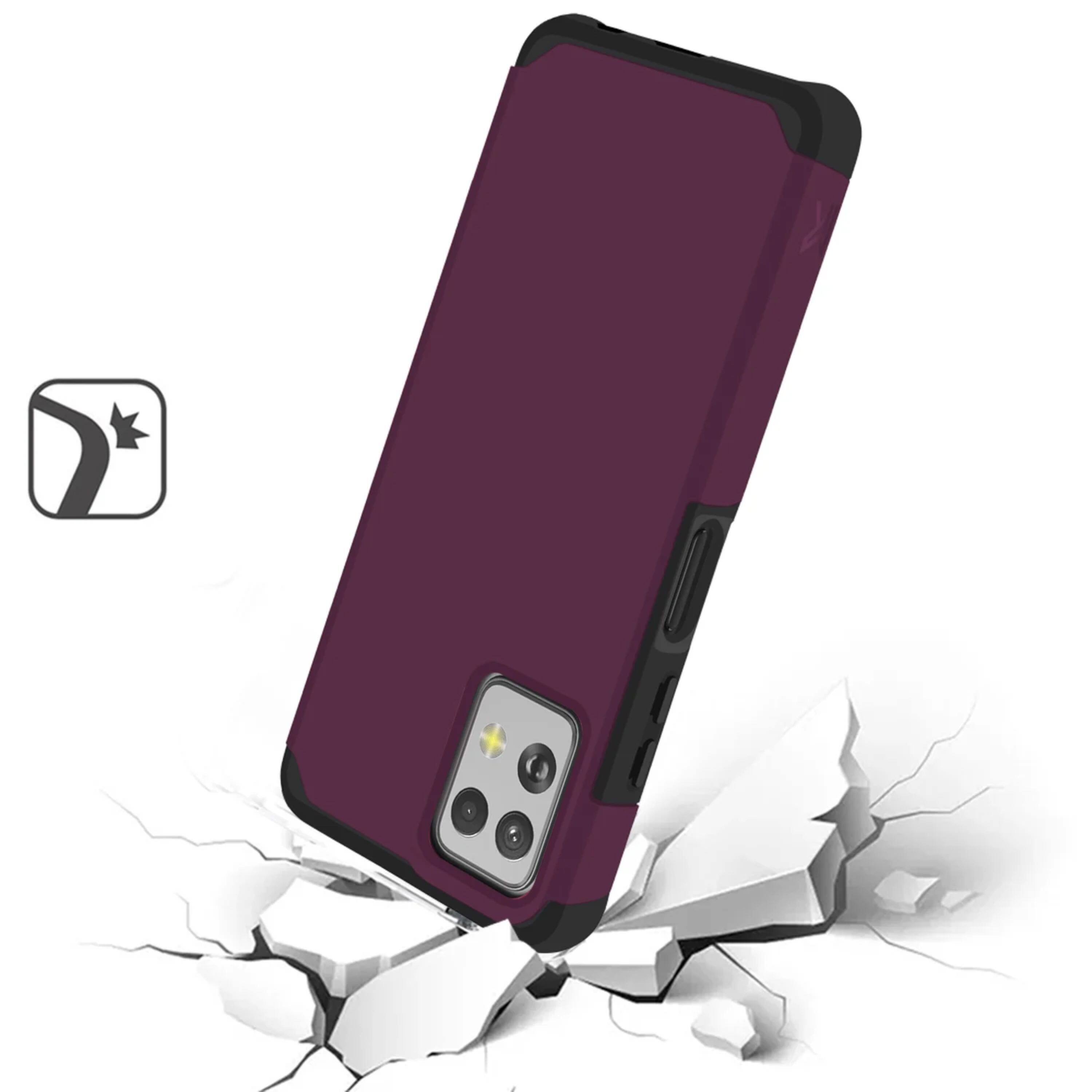 Left. Kitcheniva - Rugged Metal Hybrid Protective Case For Motorola G Power 2023 Dark Purple - Dark Purple.