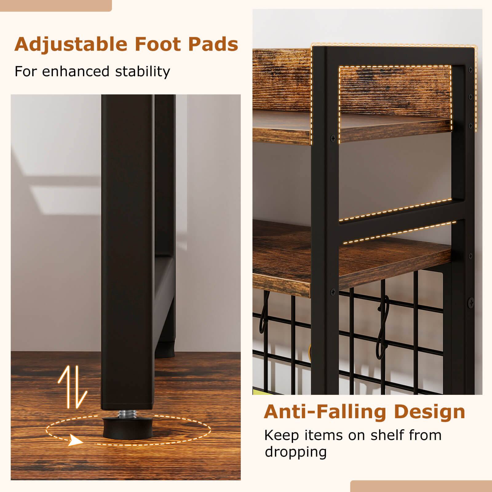 Adjustable Foot Pads: For enhanced stability.
Anti-Falling Design: Keep items on shelf from dropping.