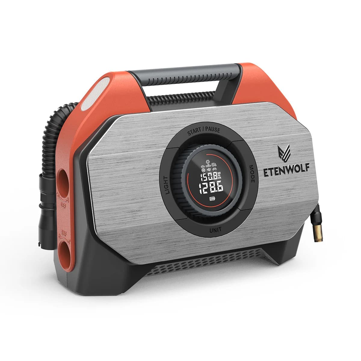 ETENWOLF - VORTEX S6 Tire Inflator for Heavy-duty Vehicle, with 19200 mAh Battery, 100% Duty Cycle - Vivid Orange