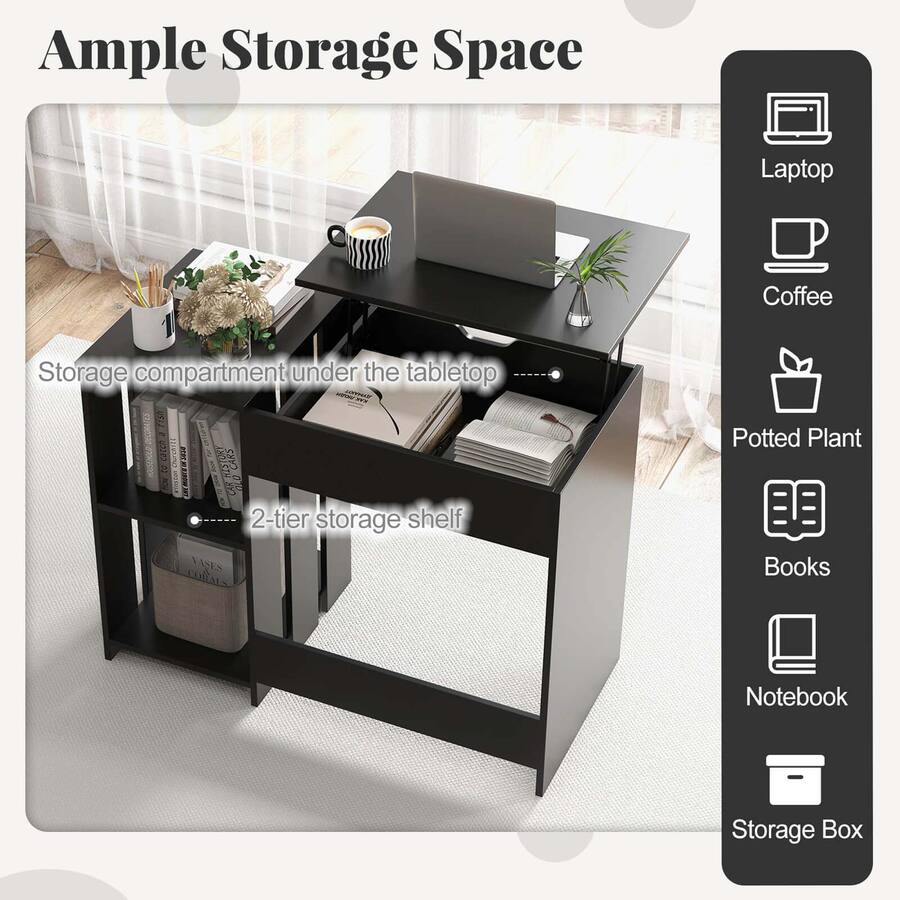 Computer Table Top Storage Costway Lift Top Computer Desk Standing Desk with Hidden Compartments ...