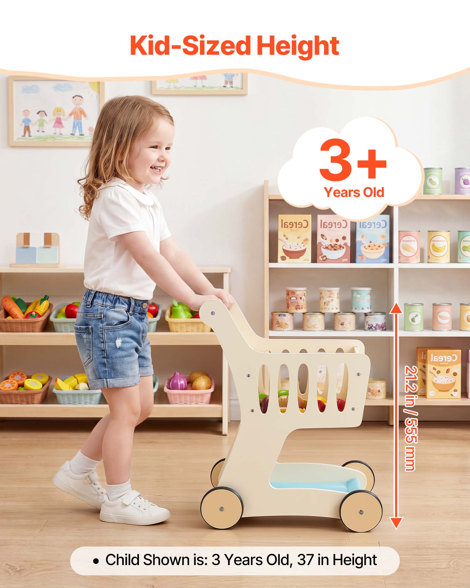 Kid-Sized Height  
3+ Years Old  
Cereal  
21.2 in / 555 mm  
Child Shown is: 3 Years Old, 37 in Height
