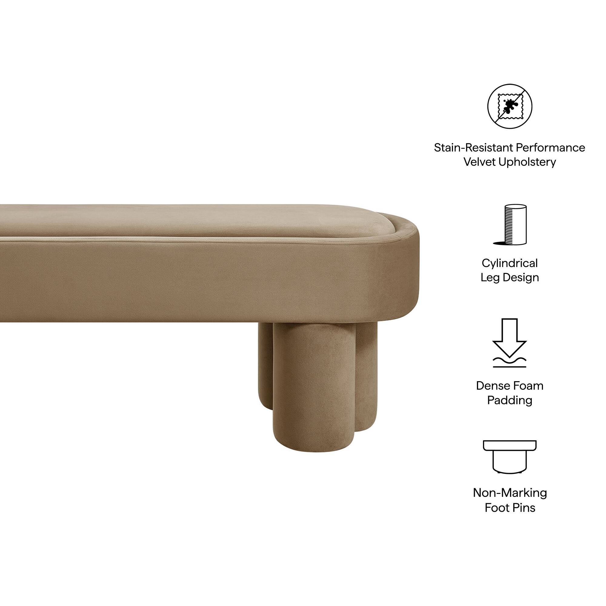 Stain-Resistant Performance Velvet Upholstery  
Cylindrical Leg Design  
Dense Foam Padding  
Non-Marking Foot Pins