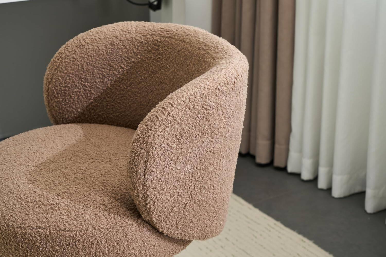 Alt View 5. Winado - Small Swivel Desk Chair Comfy no Wheels,Ergonomic Support Vanity Nail Tech Computer Task Stool Chair for Home Office - Brown.