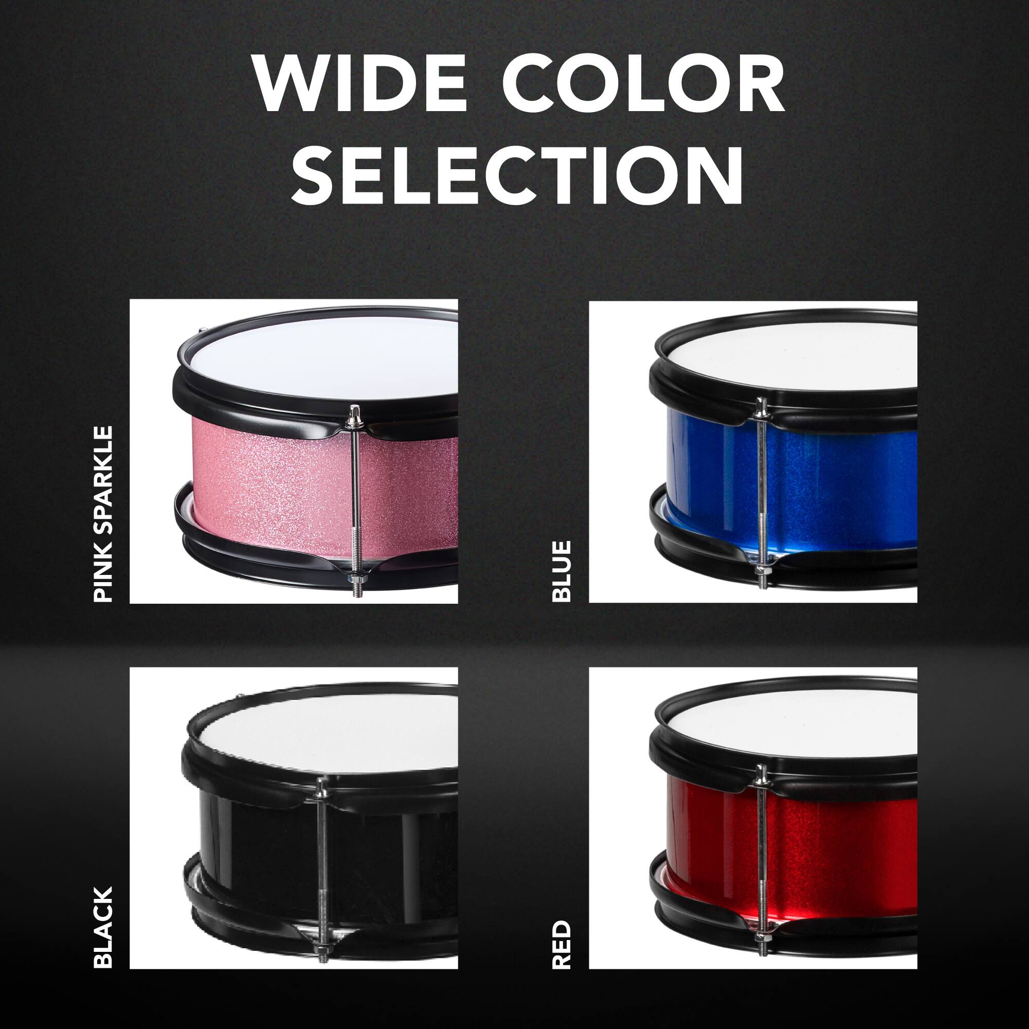 WIDE COLOR SELECTION

- PINK SPARKLE
- BLUE
- BLACK
- RED