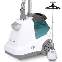SALAV - 1800W Intelligent Step-On Control Garment Steamer With Large Wheels - White