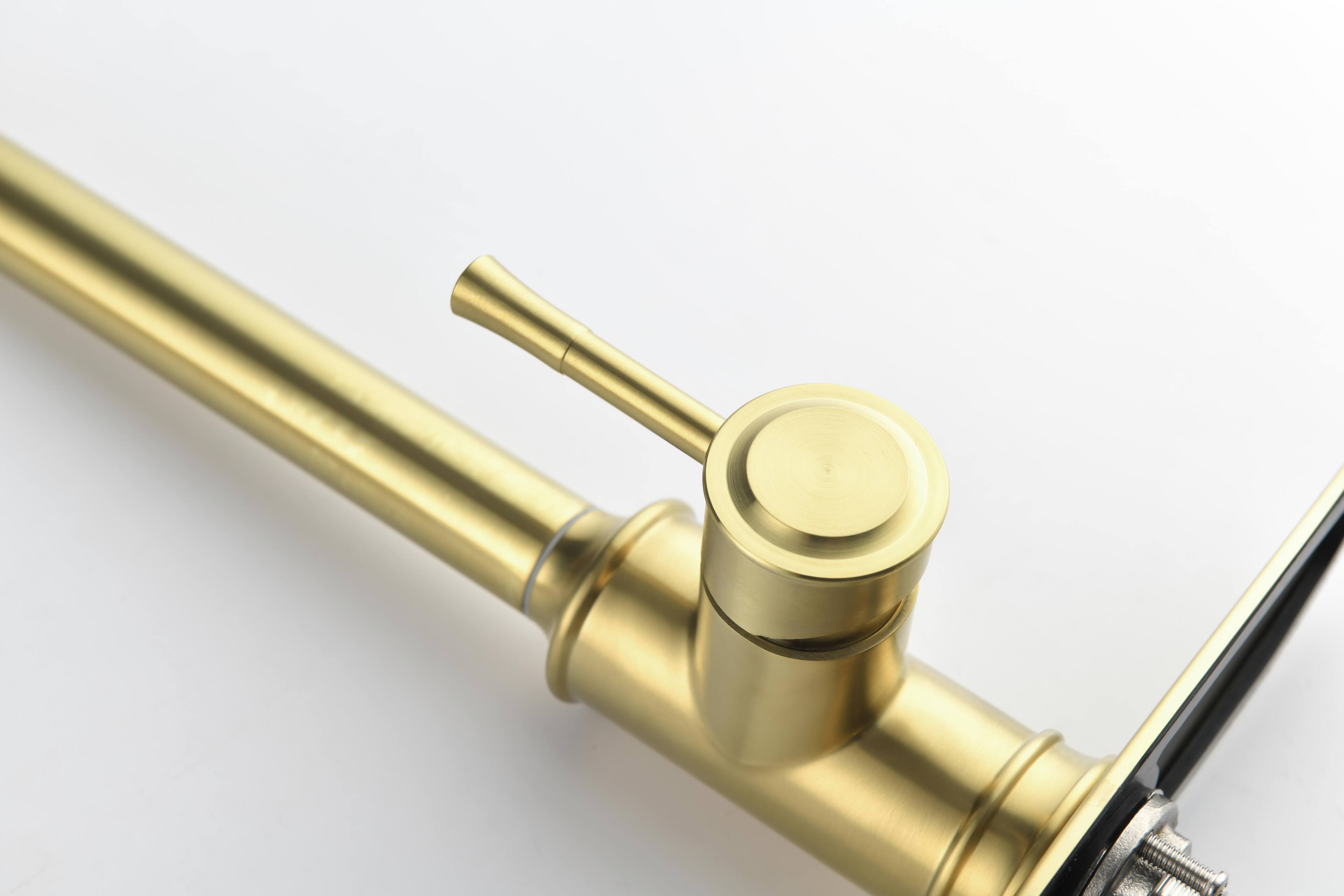 Alt View 6. Siljoy - Single Handle High Arc Pull Out Kitchen Faucet,Single Level Stainless Steel Kitchen Sink Faucets with Pull Down Sprayer - Brushed Gold.