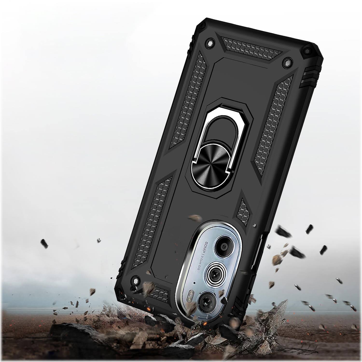 Alt View 13. SaharaCase - Military Kickstand Series Case for Motorola Edge+ (2022) - Black.