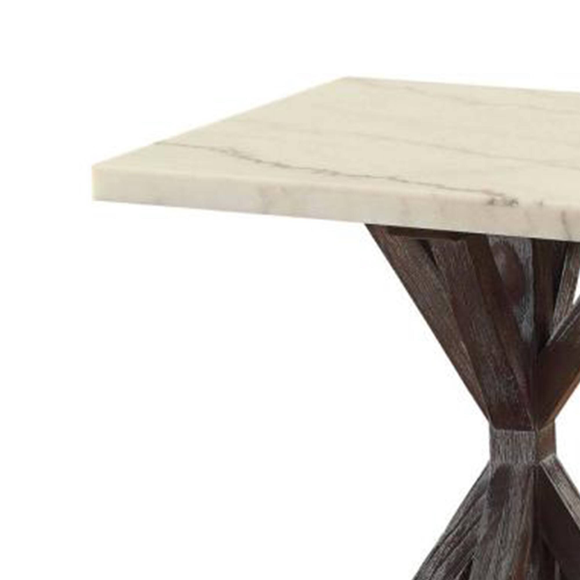 Alt View 1. Manhattan Lane - Marble Top End Table With Wooden Tri Pod Base - White, Brown.