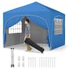 Front. Costway - Costway 10 X 10 FT Pop up Canopy Tent Outdoor Easy Setup Sunshade with Wheeled Bag - Blue.