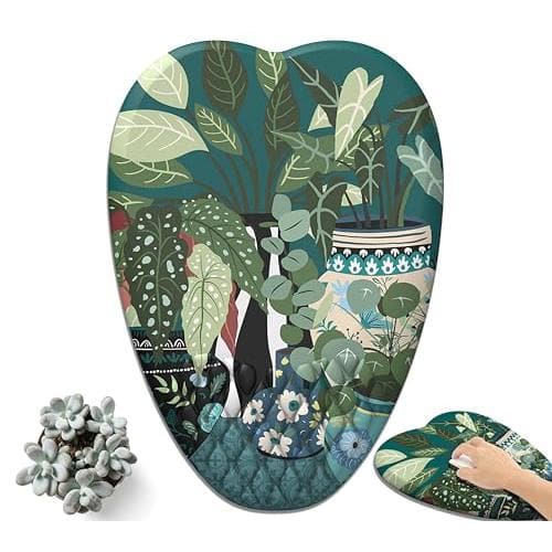 Reds Spade - Aesthetic Art Rainforest Mousepad With Heart shaped Design Dark Plants Mouse Pads Gaming Pad Wrist Support Res - Boho Plants