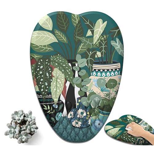 Reds Spade - Aesthetic Art Rainforest Mousepad With Heart shaped Design Dark Plants Mouse Pads Gaming Pad Wrist Support Res - Boho Plants