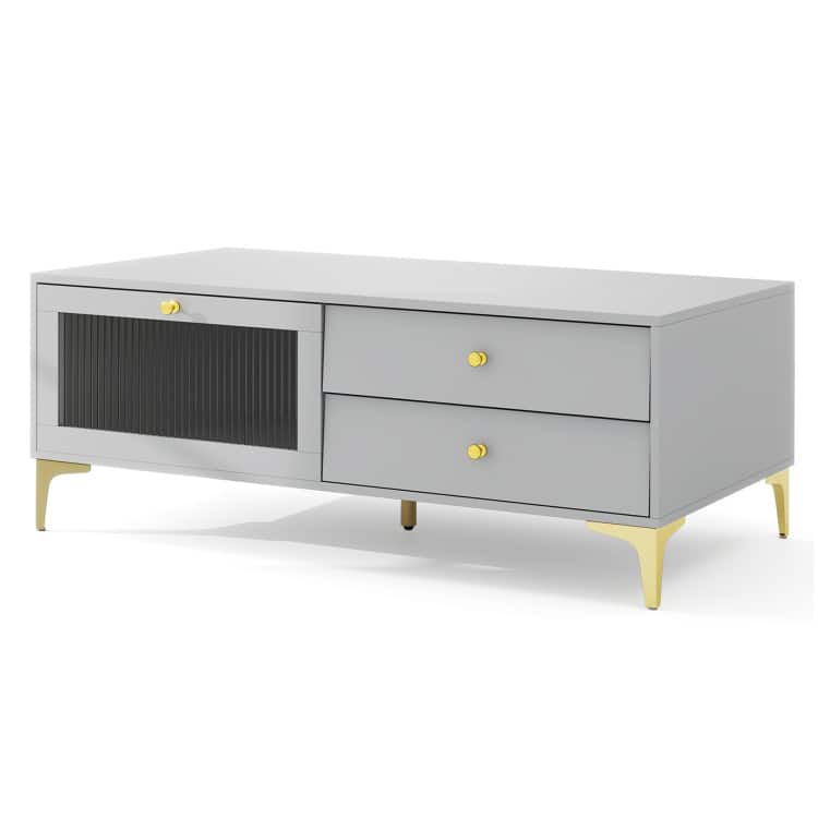 SlickBlue - Modern TV Stand with Compartment and Drawers for 55 Inch TV - Gray