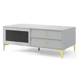 SlickBlue - Modern TV Stand with Compartment and Drawers for 55 Inch TV - Gray