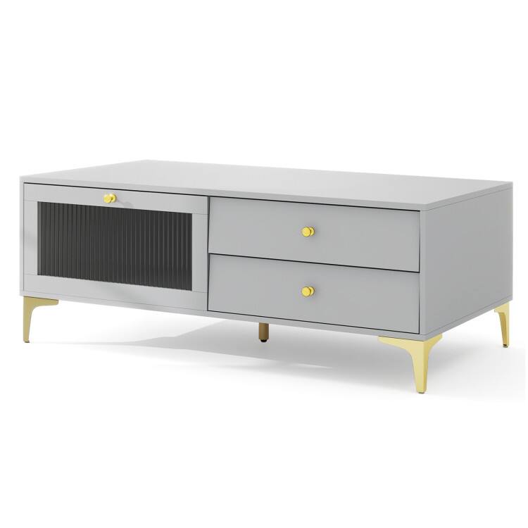 Front. SlickBlue - Modern TV Stand with Compartment and Drawers for 55 Inch TV - Gray.
