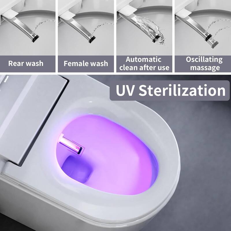 - Rear wash
- Female wash
- Automatic clean after use
- Oscillating massage
- UV Sterilization