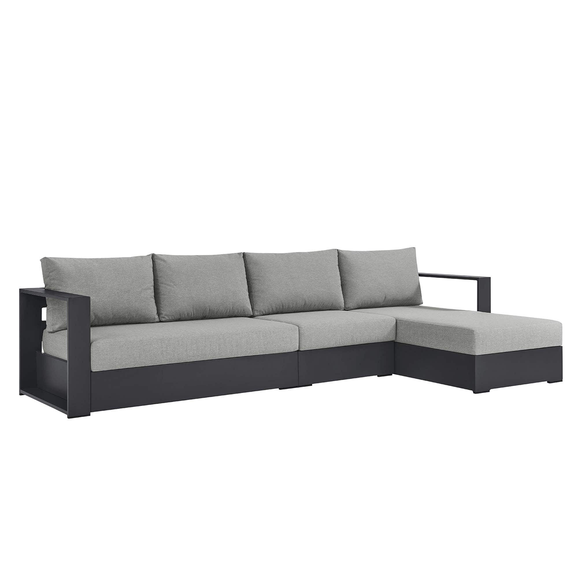 Modway - Tahoe 3-Piece Outdoor Powder-Coated Aluminum Right-Facing Chaise Sectional Sofa Set - Gray Gray price history on PriceWatchPro