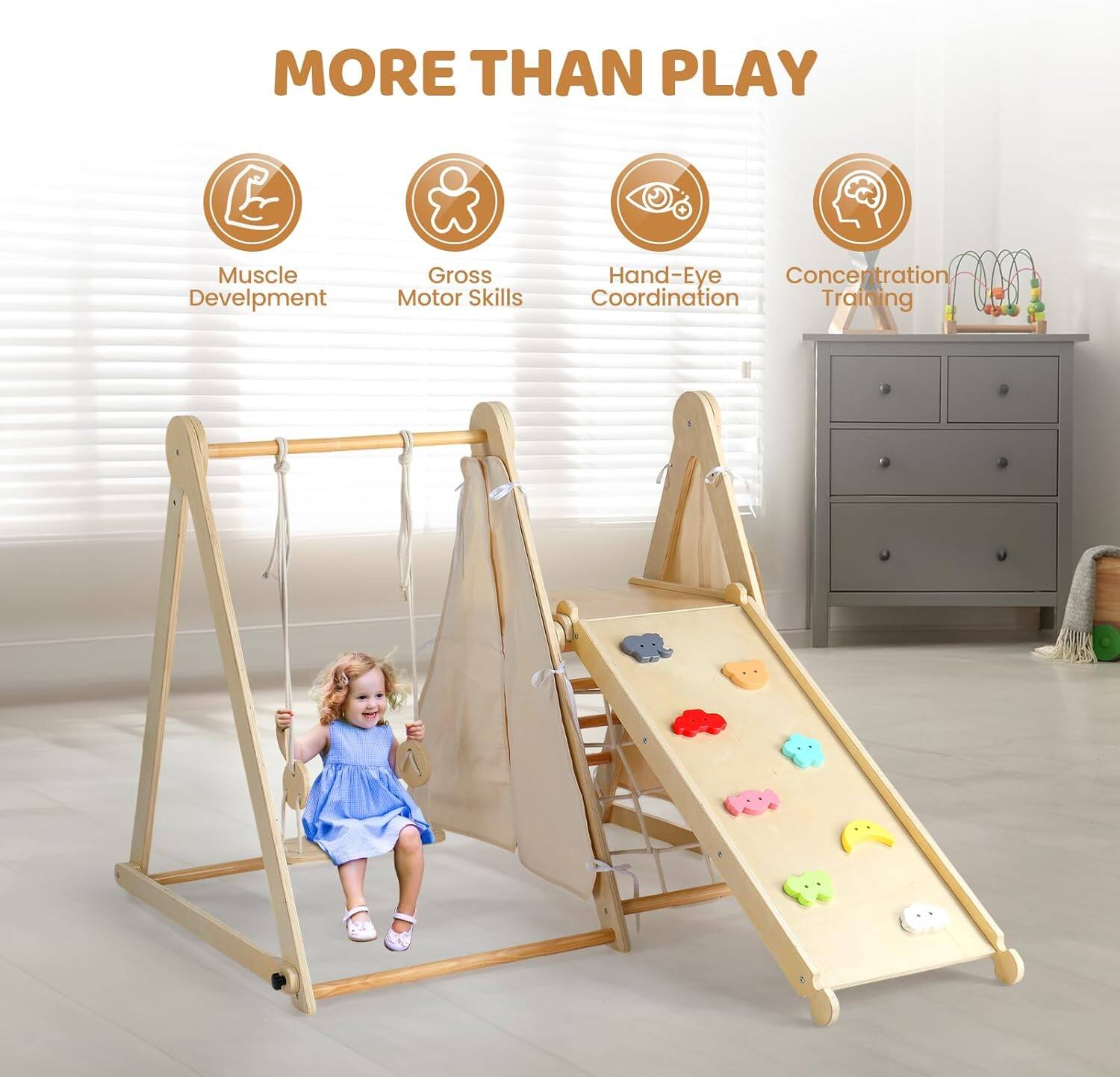 MORE THAN PLAY

Muscle Development  
Gross Motor Skills  
Hand-Eye Coordination  
Concentration Training