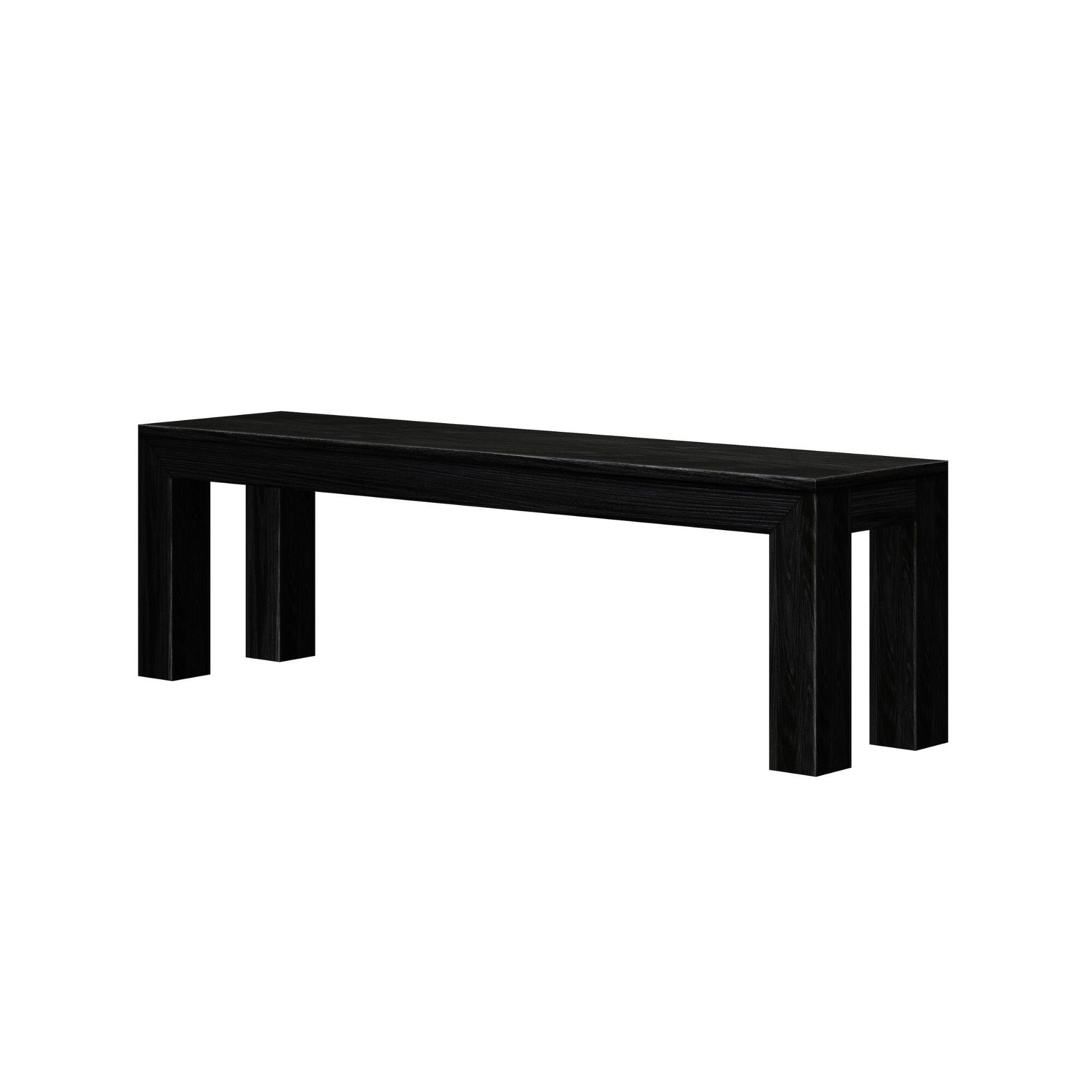 Alt View 2. Plank+Beam - Modern Dining Bench, Black Wirebrush - Black Wirebrush.
