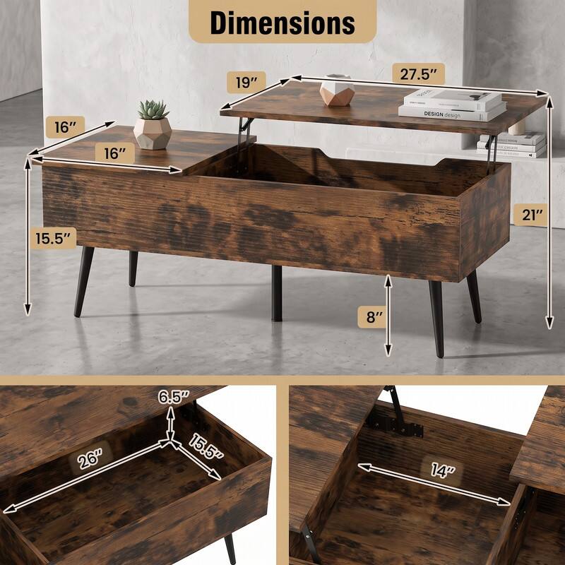 Dimensions
19"
27.5"
16"
16"
15.5"
21"
8"
6.5"
15.5"
26"
14"