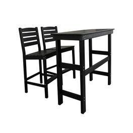 Fortune Candy - HDPE Patio Bar Set, Outdoor Bar Stools with Table, Weather Resistant, for Poolside, Garden, Yard, Balcony (3 Piece) - Black