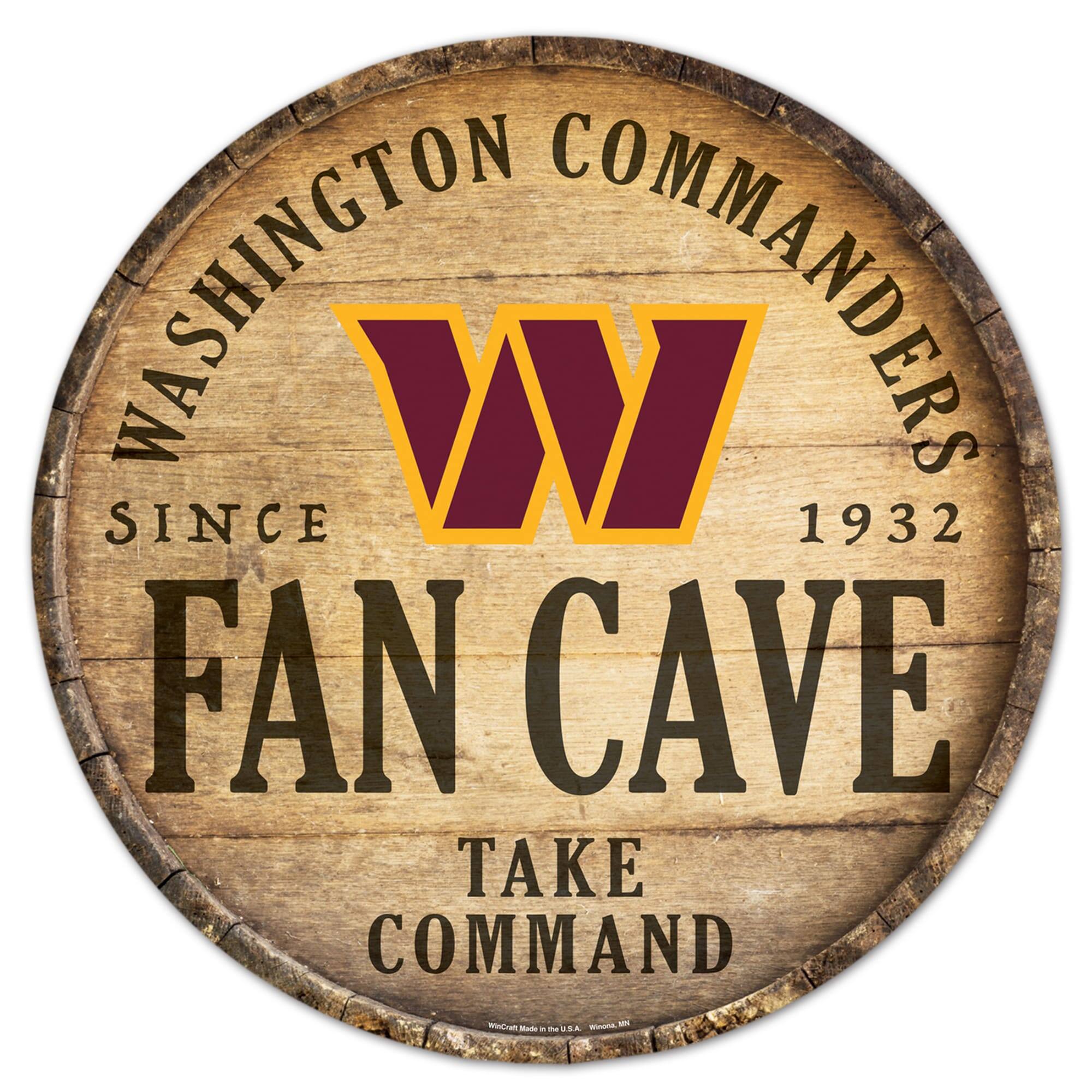 Washington Commanders 14" Fan Cave Circular Wood Sign