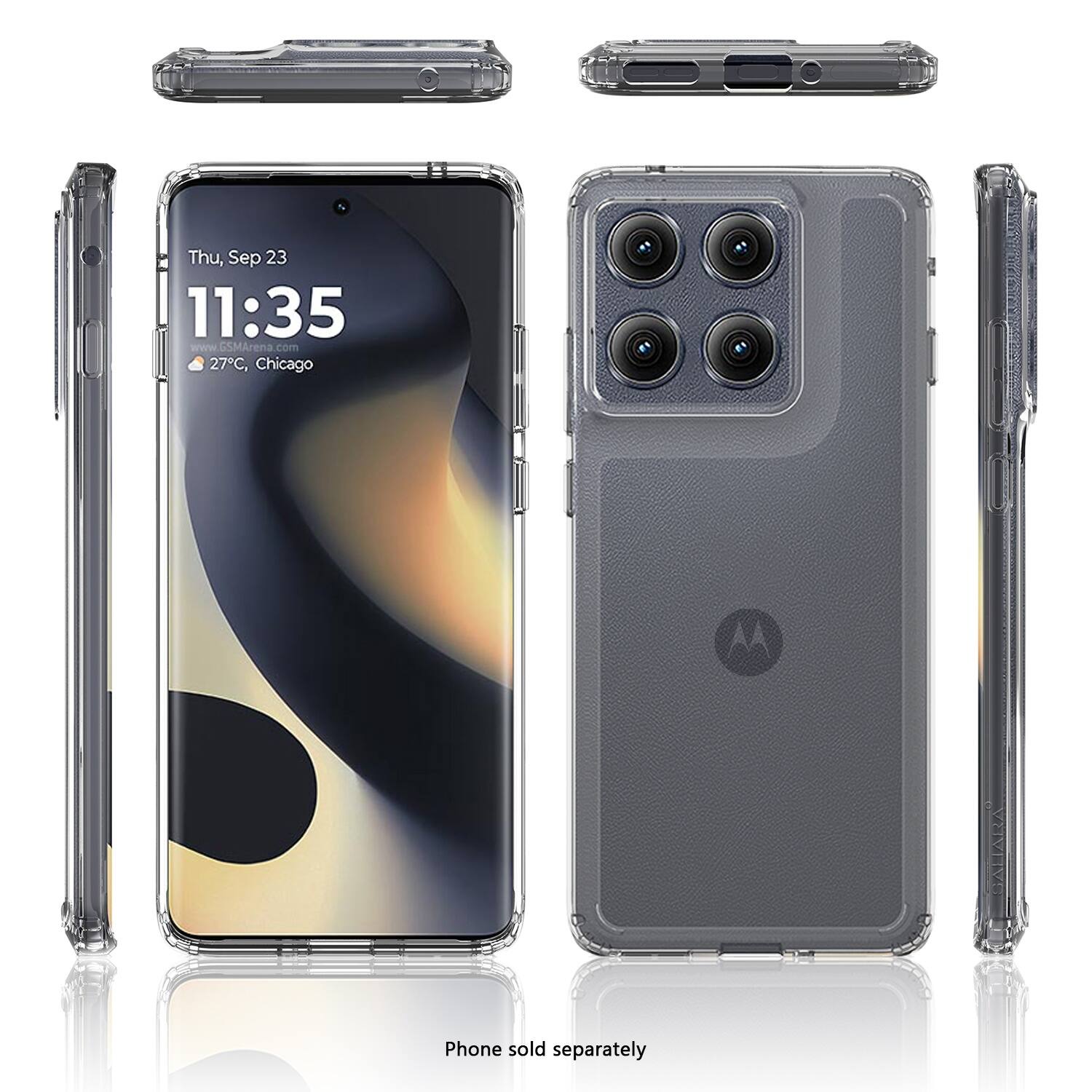 The text on the image reads: "Thu, Sep 23 11:35 www.com 27C, Chicago Phone sold separately."