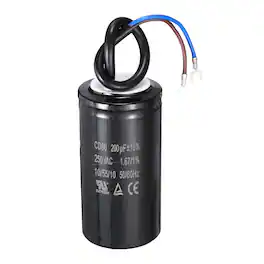 Unique Bargains - CD60 Run Capacitor 200uF 250VAC 50/60Hz 2 Wires Motor Start for Washing Machine Air Compressor - Black