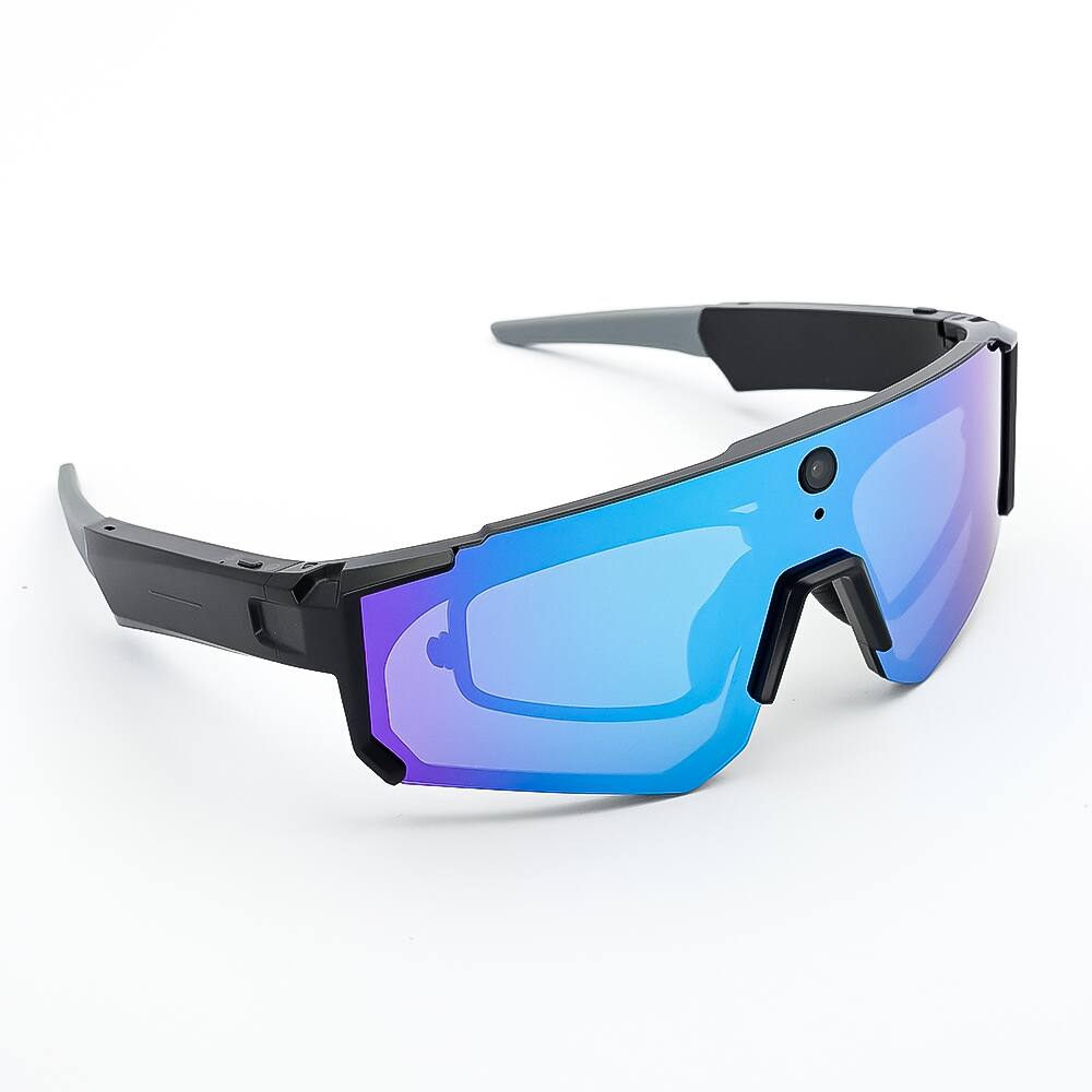Alt View 9. Loheer - Loheer Smart Glasses with Camera, AI Image Stabilization, Real-Time Translation, Cycling Wear - Black/Black - Black.