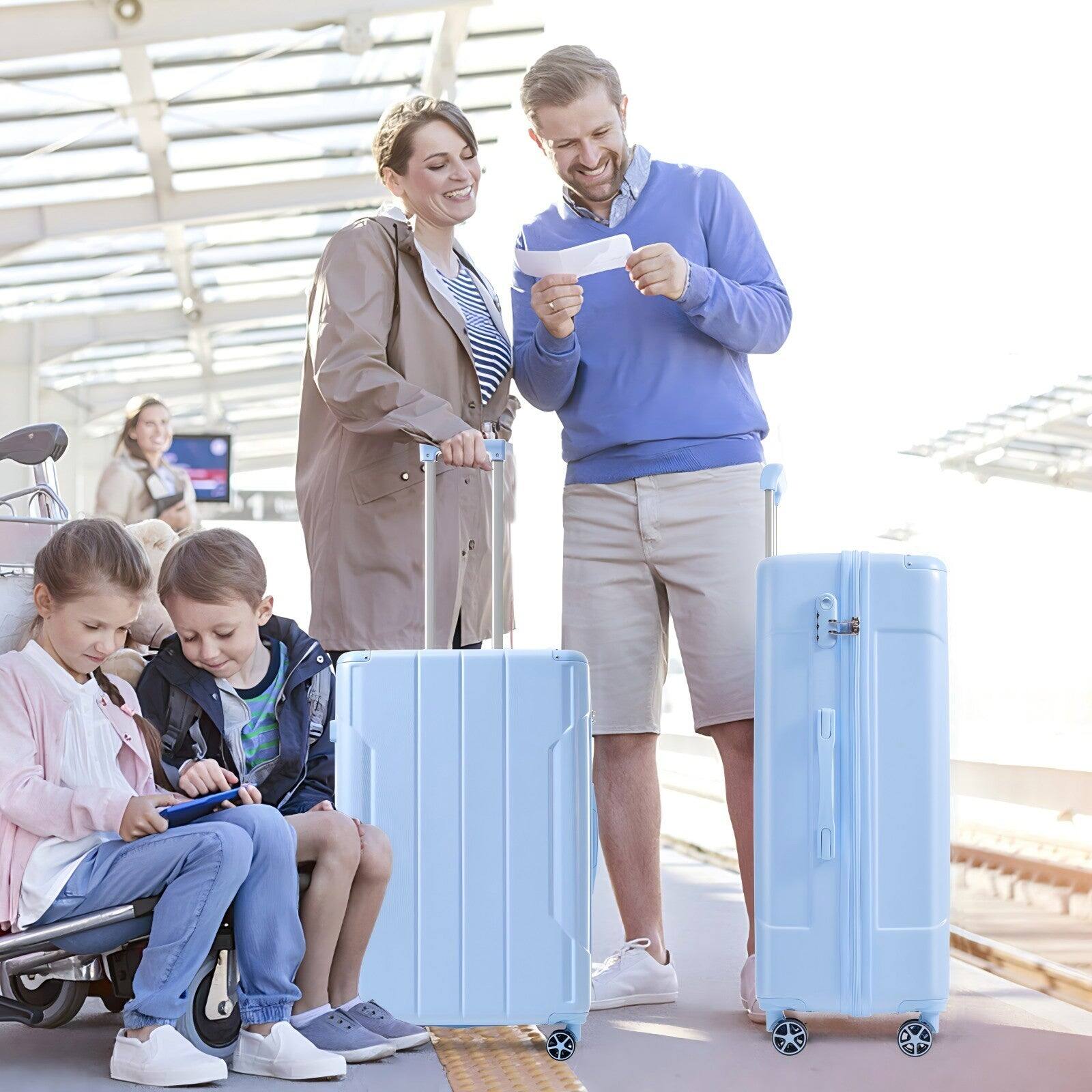 Alt View 2. BreeBe - Luggage Sets 3 Piece, Hard shell ABS Lightweight Durable Suitcases with Double Spinner Wheels 20/24/28 Inch (SKyblue) - Sky Blue.