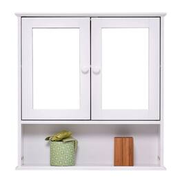 Hivvago - Simple Bathroom Mirror Wall Cabinet Wood Finish 23 x 22 inch - White