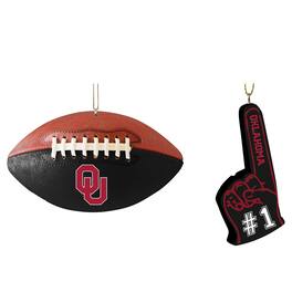 The Memory Company - Oklahoma Sooners Two-Pack Football & Foam Finger Ornament Set - Multicolor