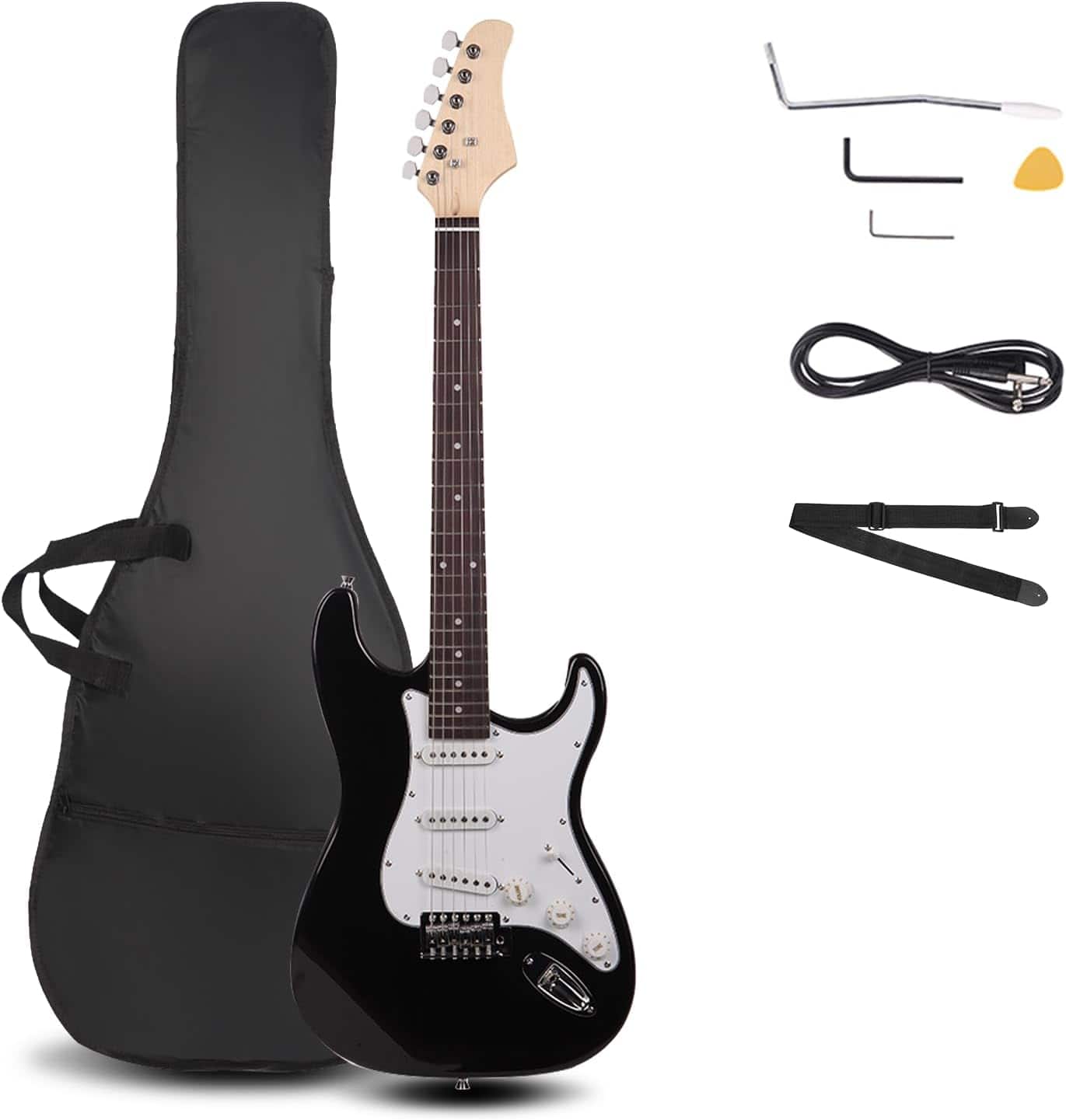 Winado - 39 Inch Electric Guitar, Full-Size Beginner Solid Body Electric Guitar Kit with Gig Bag