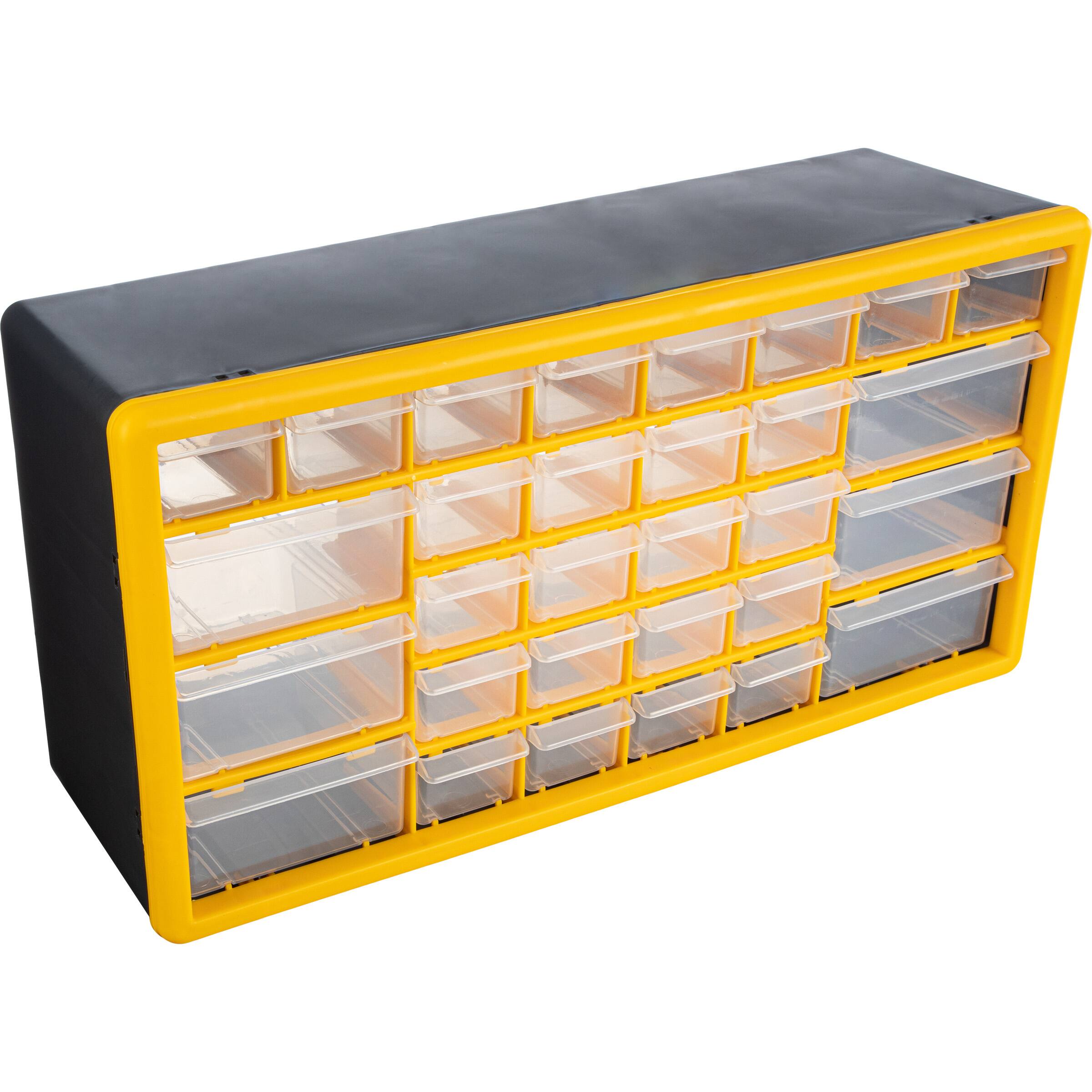 Front. Stalwart - 30-Drawer Small Part Organizer - Yellow.