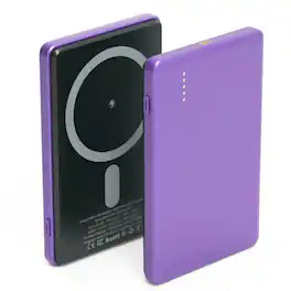 Kitcheniva - 5000mAh Slim Power Bank 2-in-1 Wireless Fast Charging Portable - Purple
