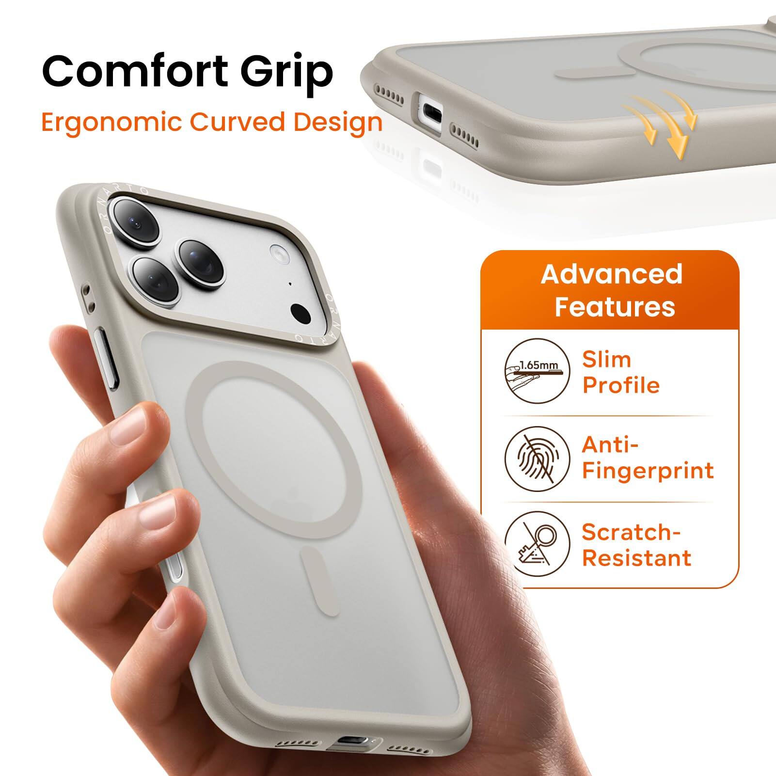Comfort Grip  
Ergonomic Curved Design  

Advanced Features  
1.65mm Slim Profile  
Anti-Fingerprint  
Scratch-Resistant