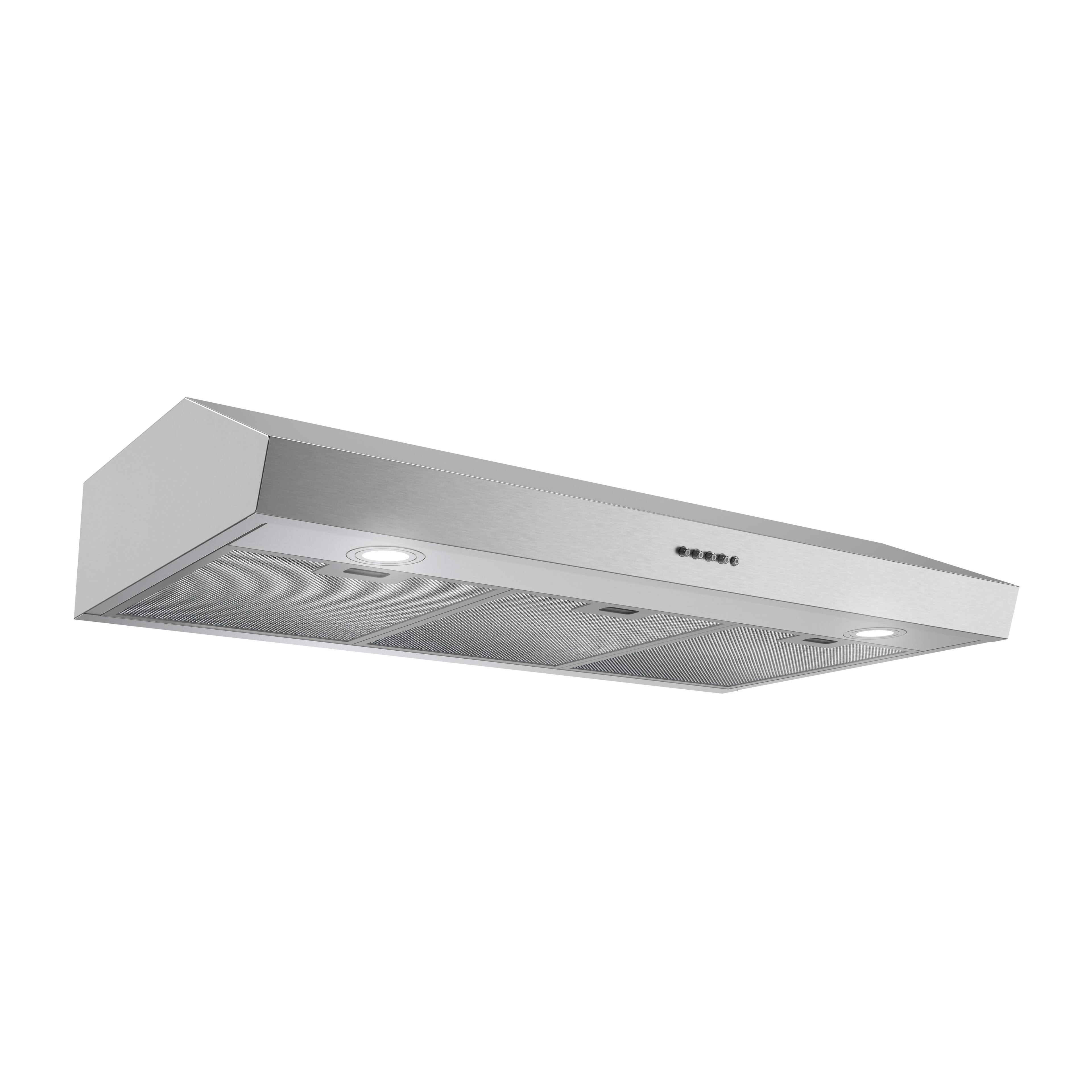 Alt View 1. Streamline - 36 in. Poncarale Ducted Undermount 165 CFM Range Hood, Mesh Filters, Push Button Control, LED Lights - Brushed Stainless Steel.